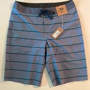 NWT Patagonia Hydropeak 21” Boardshorts swim trunks Stripe Light Grey men’s 30